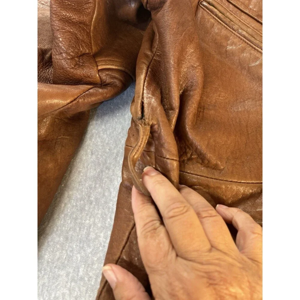 Vintage South Wind Leather Jacket Coat Men’s XXXLT Belted Cognac Biker Big Tall